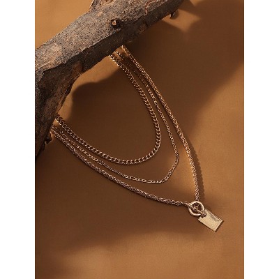SOHI Women's California Gold The Interlock Charm Multi-Layer Necklace