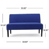 TiramisuBest Navy Blue Upholstered Settee, Button Tufted Loveseat with Wood Legs, Compact Sofa Bench for Small Spaces, Bedroom or Entryway - 4 of 4