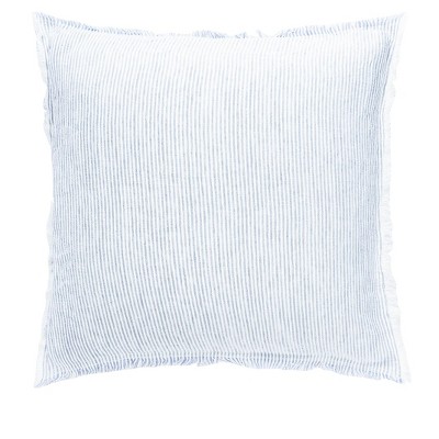 Sky Blue Pinstripe Fringe Linen Pillow