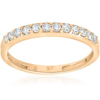 Pompeii3 1/2ct Diamond Wedding Ring 14K Yellow Gold Womens Stackable Band Jewelry Round