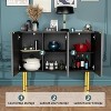 Zevemomo Buffet Sideboard Storage Cabinet Coffee Bar Console Table with Adjustable Shelf, 3 Doors, Black - 2 of 4