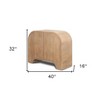 HomeRoots 32" Natural Solid Wood Textured Door Accent Cabinet With Two Doors - 3 of 4