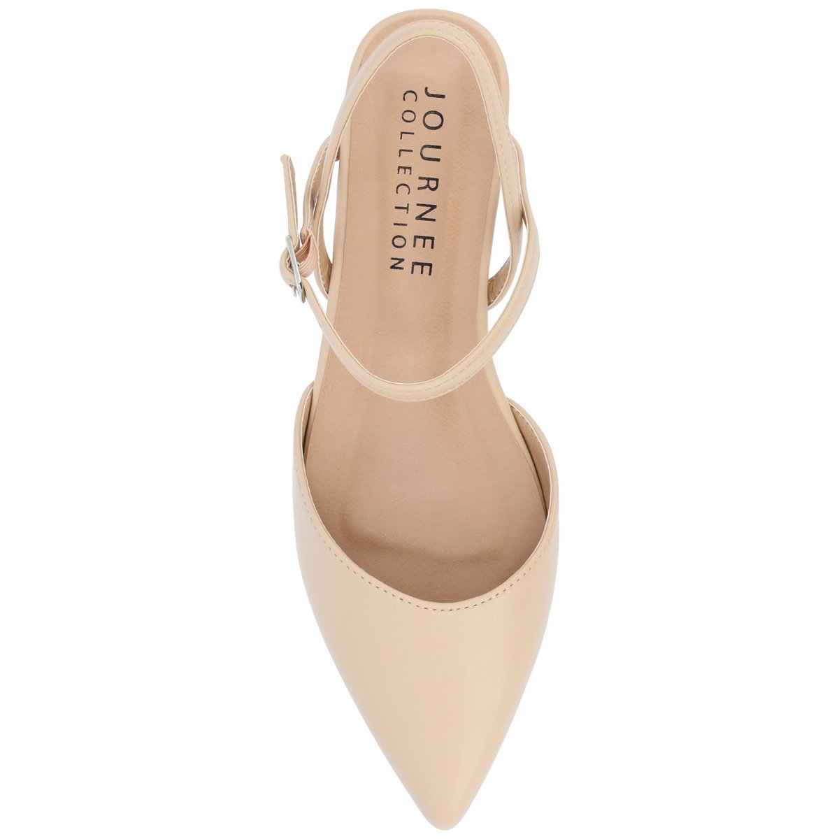 Обувь Journee Collection Women's Martine SuperNatural Shades Buckle Pointed Toe Flats, Shell 6WD — фото 4