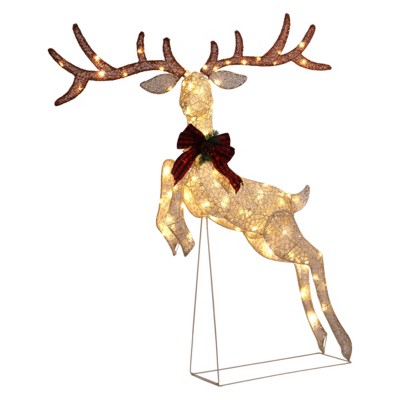 Syemin Decorative Holiday Scene Props 5FT Jumping Reindeer Christmas Decorations Holiday Decor for Xmas Decor Holiday Displays, Gold, 39"*35"*60"
