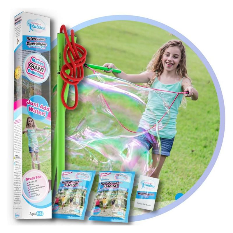 South Beach Bubbles WOWmazing Giant Bubble Wands 3-Piece Kit | Wand + Bubble Concentrate + Booklet, 1 of 9