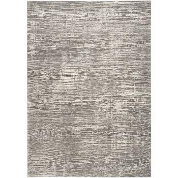 Nourison Modern Abstract Sustainable Woven Rug with Lines Gray
