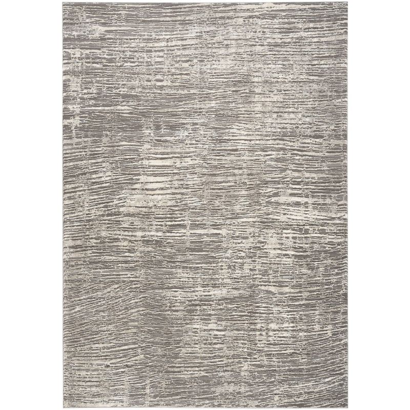 Nourison Modern Abstract Sustainable Woven Rug with Lines Gray, 1 of 10
