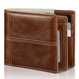 Generic Mens Wallet Bifold Genuine Leather RFID Blocking Wallet - 1 of 4