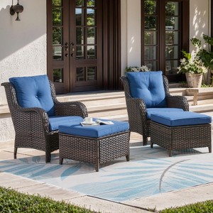 Gymojoy Outdoor Patio Chair Table with Ottoman High Back Club Chair - 1 of 4
