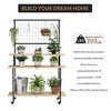 3 Tier Plant Stand with Wheels, Gridwall Display Stand with Gridwall Panels & Hanging Bar, Heavy Duty Metal Plant Shelf Rack for Home Garden - 2 of 4