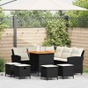 vidaXL 6 Piece Garden Sofa Set with Cushions L-shaped Black Poly Rattan - Black Cream White 6 Piece - 2 of 4