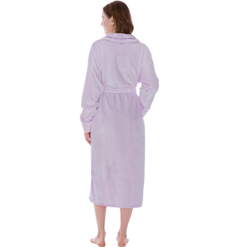 PAVILIA Fleece Robe For Women, Plush Warm Bathrobe, Fluffy Soft Spa Long Lightweight Fuzzy Cozy, Satin Trim, 2 of 8