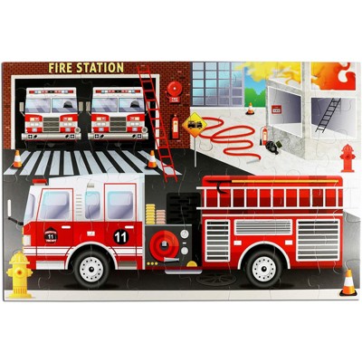 Blue Panda 48 Pieces Giant Floor Fire Truck Jigsaw Puzzles for Preschool Kids, 2.9 x 1.9 Feet