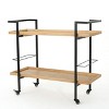 Homy Casa 2-Tier Rolling Bar Cart with Wood Shelves and Metal Frame for Dining or Living Room - 2 of 4