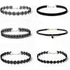 6 PCS Necklaces Black Velvet Choker Set Classic Gothic Tattoo Lace Chokers - 2 of 4