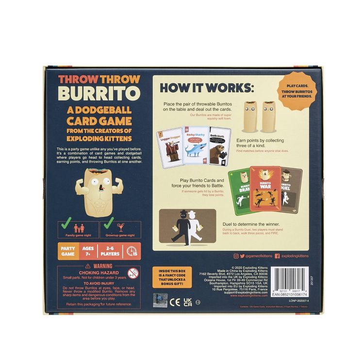 Throw Throw Burrito by Exploding Kittens - A Dodgeball Card Game: Quick 15-Minute Party Fun with 2-6 Players, 2 of 7