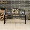 Gardenised Outdoor Garden Patio Steel Park Bench Lawn Decor with Cast Iron Back, Black Seating bench for Yard, Patio, Garden and Deck - 4 of 4