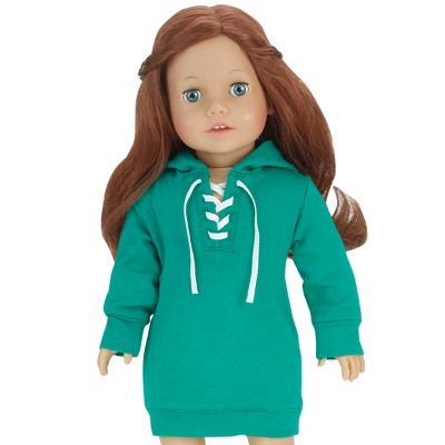 Sophia’s Hooded Sweatshirt Dress for 18” Dolls, Green