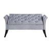 Simple Relax Upholstered Storage Bench with Flared Arms in Silver and Black - 4 of 4
