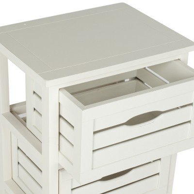Samara Distressed Cream Pine Wood 3-Drawer Night Table