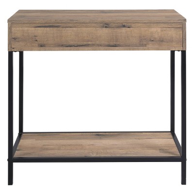 Quinton 47" Salvage Oak Brown Wood and Metal Console Table with Storage