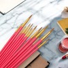 Unique Bargains 12 Pointed Tips Applicable Paint Type Oil Paint Brush Style Round Tip Bristles Nylon Wood 12 Pcs - 2 of 3