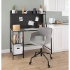 Vynxaria Contemporary Desk - Black Metal Frame, Clear Glass Top, Extra Storage Shelves, Versatile Design - 4 of 4