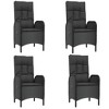 vidaXL 5 Piece Patio Dining Set with Cushions Black and Gray Poly Rattan - 55.1" Table Length 4x Chair + Table - 4 of 4