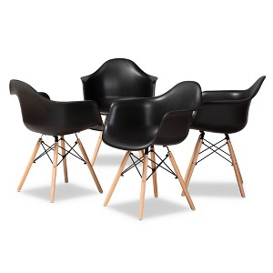 4pc Galen Plastic and Wood Dining Chair Set - Baxton Studio - 1 of 4