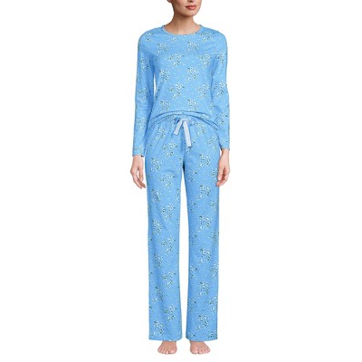 Lands' End Women's Knit Pajama Set Long Sleeve T-Shirt and Pants