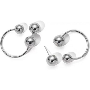 14K Gold Plated Chunky Dangle Hoop Earrings for Women | Medium Thick Huggie Statement Jewelry - 1 of 4