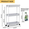 YIGII  Slim Rolling Storage Cart,3 Tier Storage Organizer Laundry Room Organizer Mobile Shelving Unit,Multi-Purpose for Kitchen,Office,Gray - 4 of 4