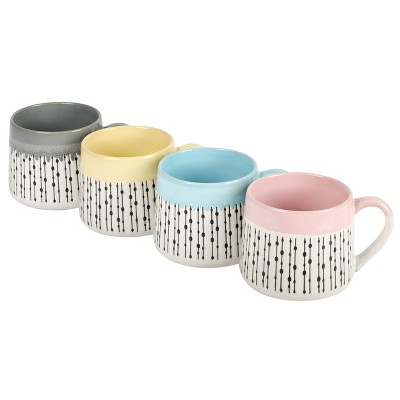 Palmridge 15oz Ceramic Coffee Mug Set in Pink, Yellow, Gray, and Blue