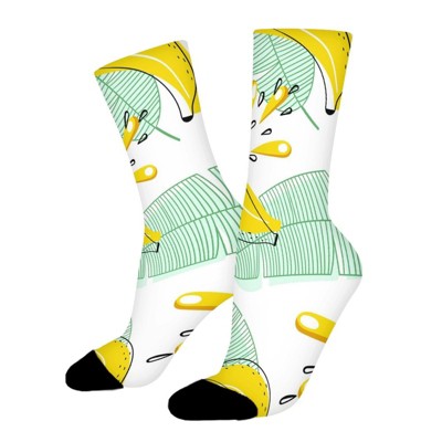 Bright Juicy With Bananas Women Printed Crew Socks Funny Funky Socks Soft Polyester Novelty Gifts for Artists Men