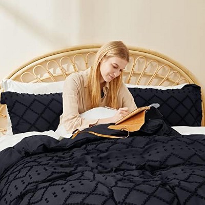 Bedsure | Solid Minimalist Embroidery Duvet Cover Set Cozy and Stylish Bedding Set