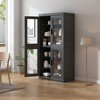 Wood Accent Cabinet in Black, Storage Organizer with Adjustable Shelves and Glass Doors for Kitchen Bedroom Living Room Dinning Room - 2 of 4