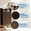 Coolmee Fluted Shoe Storage Cabinet for Entryway, 23.5 inch Wood Narrow Hidden Shoe Rack with 2 Flip Drawers, Open Shelf & Sturdy Metal Legs - 4 of 4