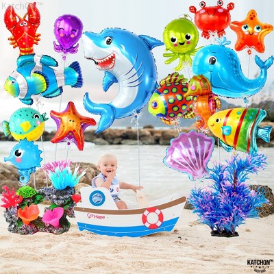 KatchOn Big Fish Balloons - 43 Inch, Pack of 15 | Ocean Animal Balloons for Under The Sea Party Decorations