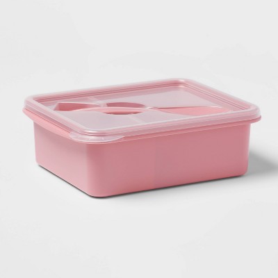 Plastic Bento Box with Utensil Coral Dream - Room Essentials™