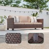 Sonkuki Outdoor 6-Piece Wicker Patio Conversation Set with 2 Rattan Swivel Rocking Chairs, Side Table, Ottoman and Navy Blue Cushion - 3 of 4