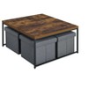 NicBex Modern Square Coffee Table Set of 5 with 4 Storage Stools and Metal Frame for Living Room - 3 of 4
