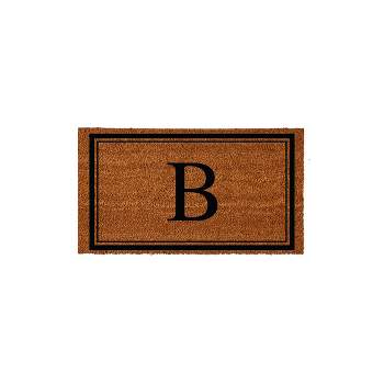 Evergreen Monogram Indoor Outdoor 100% Natural Coir Doormat 28" x 16" |  Letter  "B"