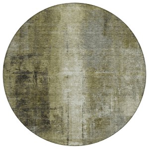 Olive Green And Ivory Abstract Washable Indoor Outdoor Area Rug - 1 of 4