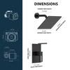Aghana Digitals Modern Matte Black Shower Faucet Set with 8-inch Square Rain Head, Single Handle & - 2 of 4