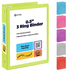 3 Ring Binder Clear View Cover with 2 Inside Pockets, Colored School Supplies Office and Home Binders – by Enday - 1 of 4