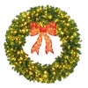Pre-Lit Holiday Wreath with Lighted Bow, Artificial Wreath Xmas Decoration for Indoor Outdoor Party - 2 of 4