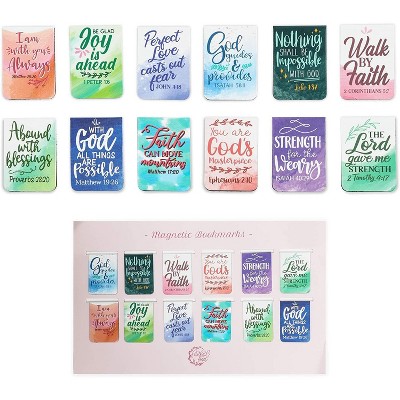 Faithful Finds 72 Pieces Bible Magnetic Bookmarks with Scripture Verses for Books, 1 x 1.35 In