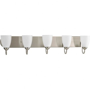 Progress Lighting Gather 5-Light Bath Bracket, Brushed Nickel, Etched Glass Shades - 1 of 2