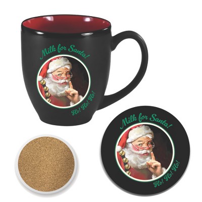 Courtside Market Milk for Santa 16 oz Bistro Mug & Coaster Set