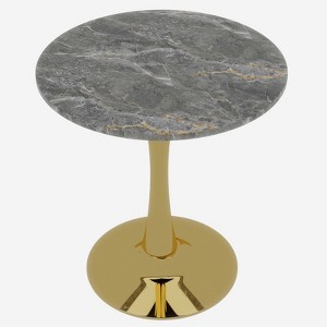 ChicFurnit Coffee Table Round Marble Top Mid Century Design for Dining Room or Apartment, Gold, 27.56"*27.56"*28.35" - 1 of 4